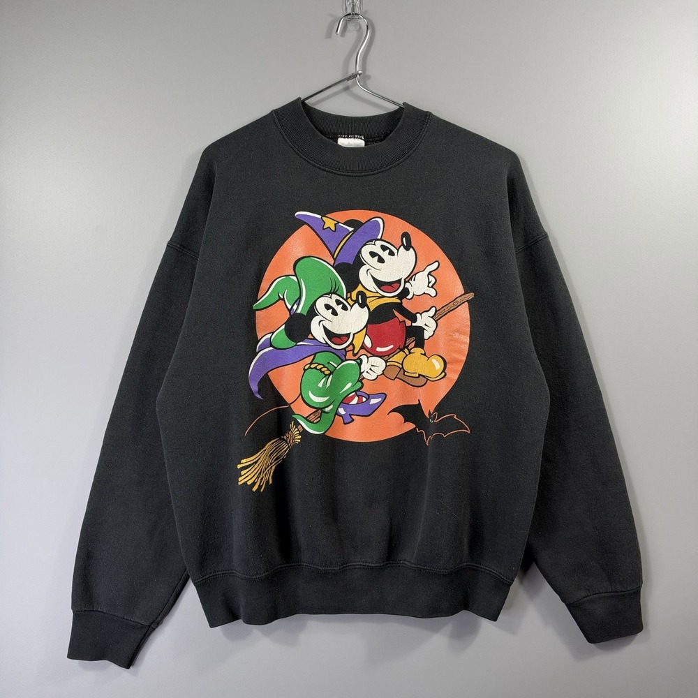 Vintage Mickey & Co Sweatshirt Mens Large Black Halloween Mickey Mouse Fleece